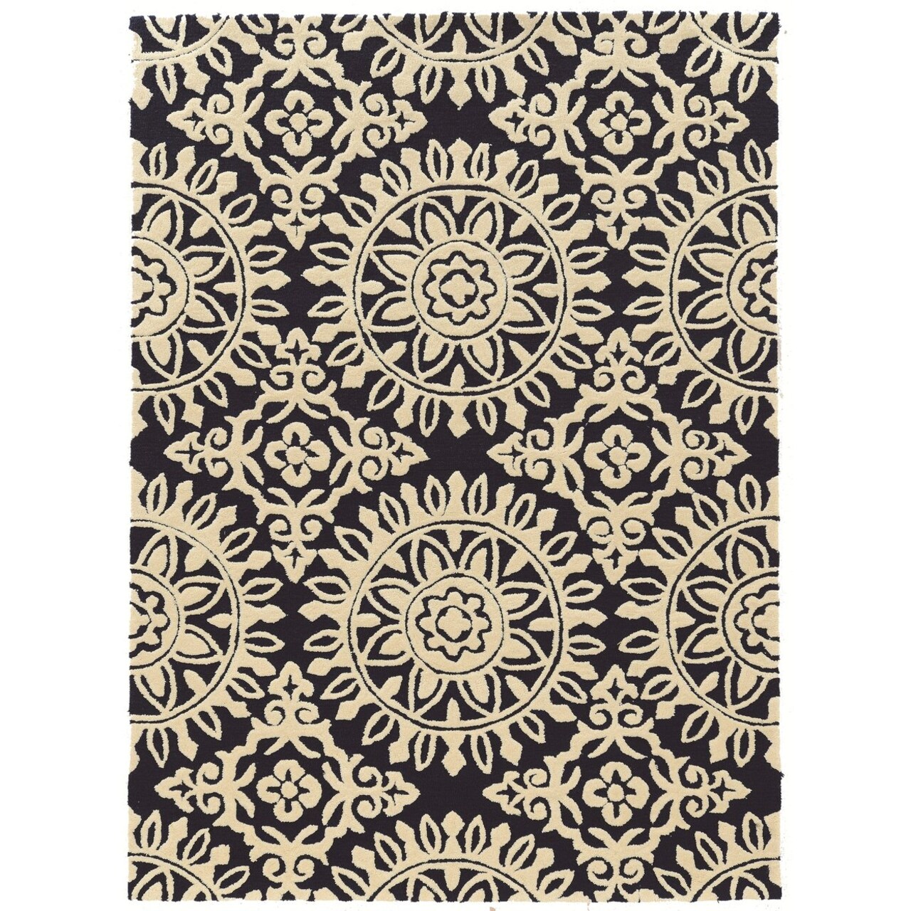 Trio Melinda Navy Area Rug 5X7 Transitional Contemporary Design